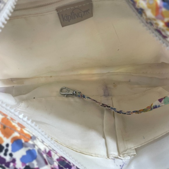 Kipling Purse Womens White Colorful AOP Paint Splatter Crossbody Artsy Abstract - Picture 10 of 13